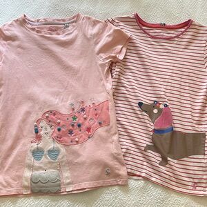 Joules Kids Pink mermaid t shirt and Striped Dog Graphic Shirt, 100% cotton